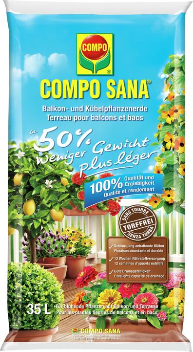 Produktbild Compo SANA "Die Leichte" Balkon- und Kübelpflanzenerde - torffrei (35 l, Erde ohne Torf)