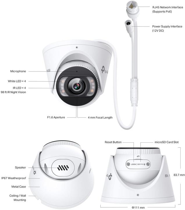 Actual product image TP-Link VIGI C455(2.8mm) 5MP Full-Colour Turret Network Camera (2880 x 1620 Pixels)