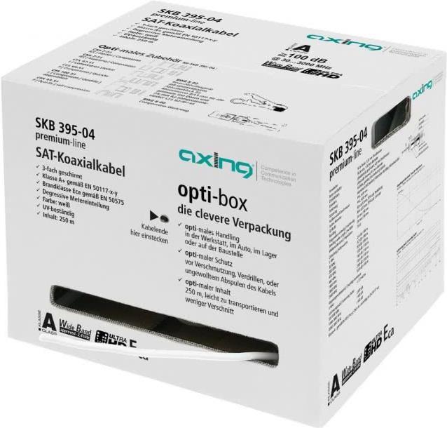 Produktbild Axing Koaxialkabel SKB 395-04 250m Ring 3fach geschirmt in der opti-box (100 dB, Antennenkabel)