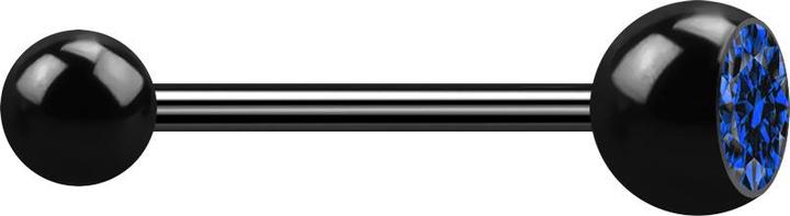 Star Piercing Micro Barbell schwarz mit Kugel und Kugel Kristall dunkelblau (ohne Messing, Chirurgenstahl 316L)
