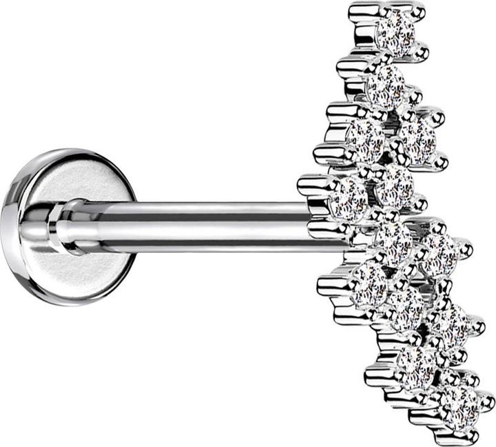 Star Piercing Micro Labret Innengewinde silber Gruppe mit Kristalle silber (Messing, Chirurgenstahl 316L)