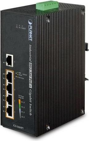 Actual product image Planet Industrial Switch 4-Port IEEE 802.3af / 802.3at PoE Injector Aluminum Metal Enclosure (802.3af (PoE), 802.3at (PoE+), 30 W)