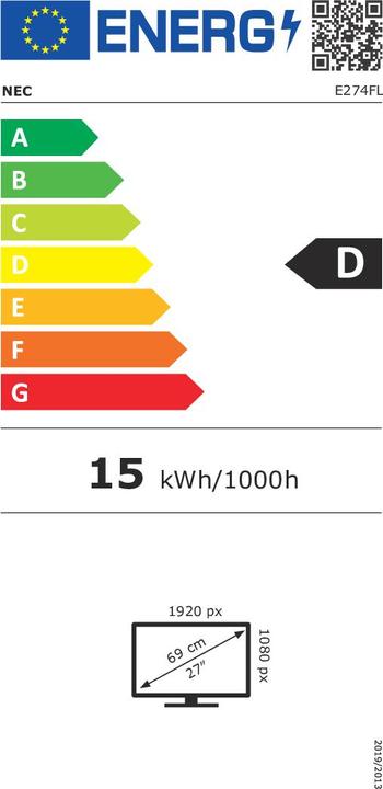 Energie-Label NEC MULTISYNC E274FL WHITE 27IN (1920 x 1080 Pixel, 27")