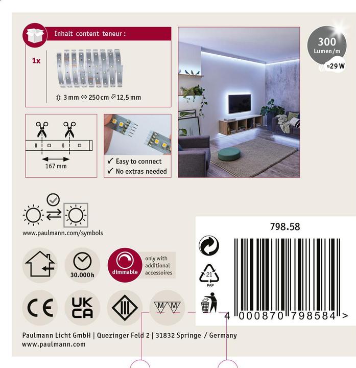 Immagine prodotto Paulmann MaxLED 250 Strisce (Luce del giorno, 250 cm, Interno)