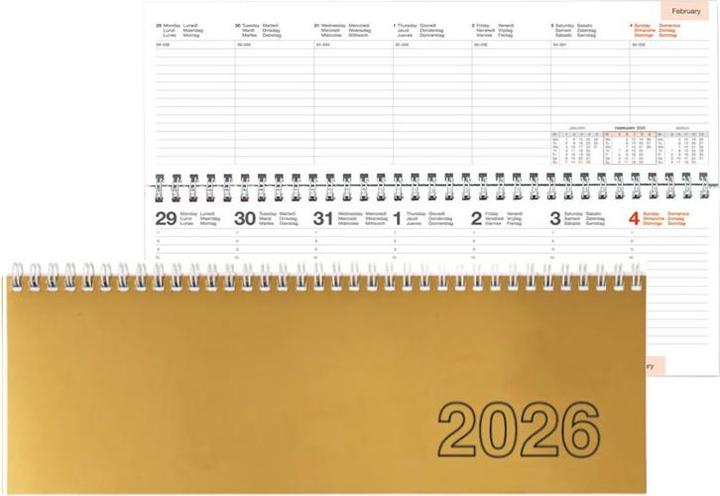 Produktbild Simplex Tisch-Querkalender Wire-O 30.7 x 10.5 cm, 2026, Gold (29 x 10.5 cm, Harter Einband, Deutsch)