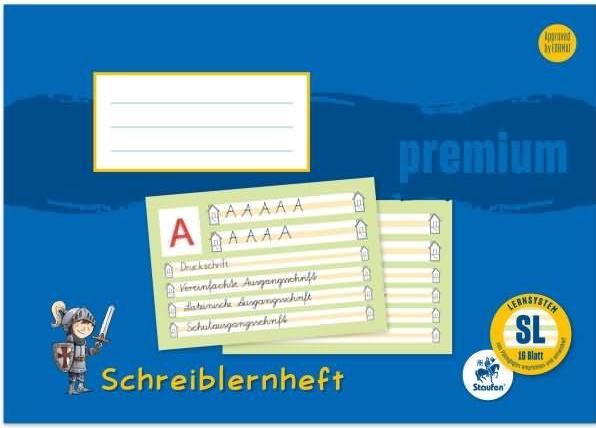 Produktbild Staufen Schreiblernheft Premium Lineatur SL liniert DIN A4 quer ohne Rand, 16 Blatt (A4, Speziallineatur, Harter Einband)