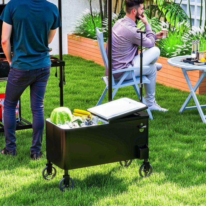 Produktbild Swisshandel24 76L Kühlwagen Servierwagen mit Rädern Flaschenöffner Deckel Griffe Kühlbox (76 l)