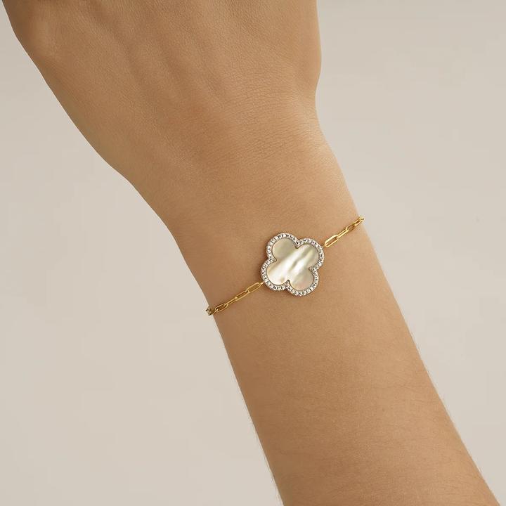 Immagine prodotto Charles Garnier Bracciale in argento placcato oro, madreperla e zirconi (21 cm, Argento 925)