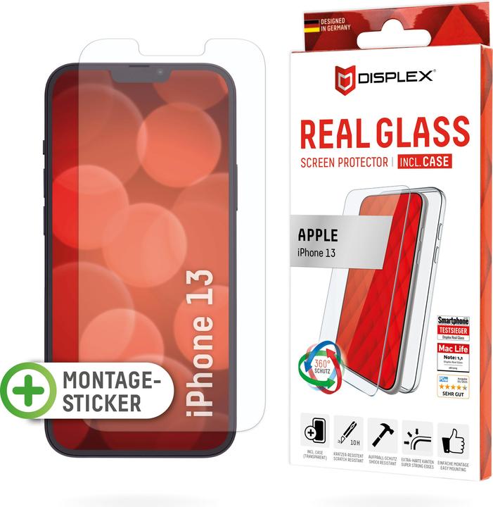 Actual product image Displex Real Glass, 2D Panzerglas + Handyhülle (1 Piece, Apple iPhone 13)