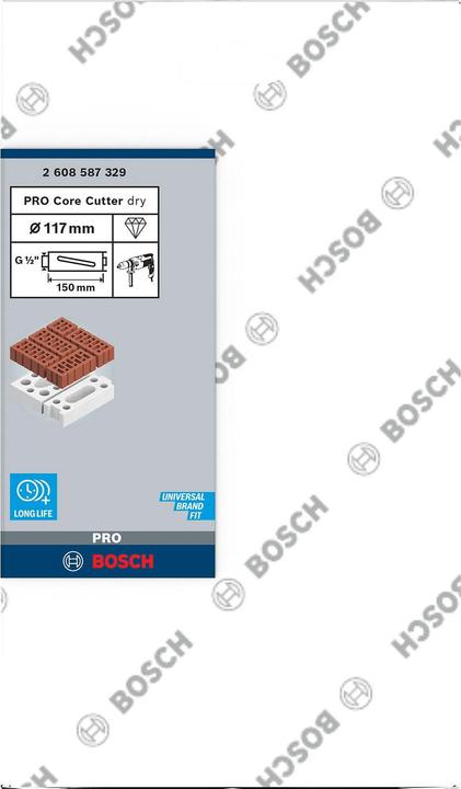 Etichetta energetica Bosch Professional Zubehör PRO Core Cutter asciutto, 117 x 150 mm, G 1/2 pollici (117 mm)