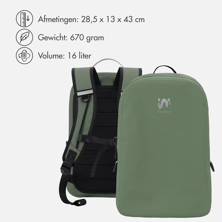 Actual product image iMoshion Air-Tight Waterdichte Rugzak - Medium - 16 L - Waterproof Rugtas - Army Green (16 l)