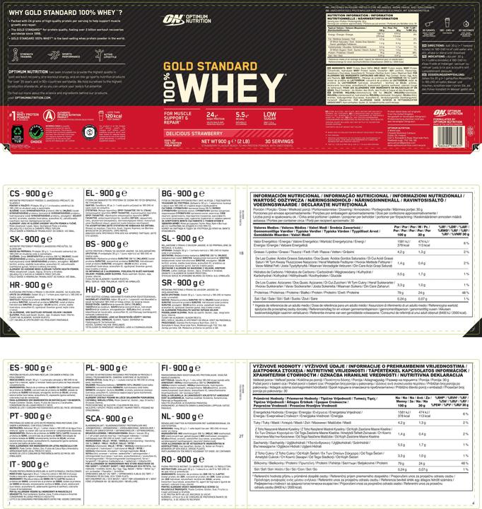 Nährwerte und Zutaten Optimum Nutrition 100 Whey Gold Standard (Erdbeere, 1 Stk., 2533 g)