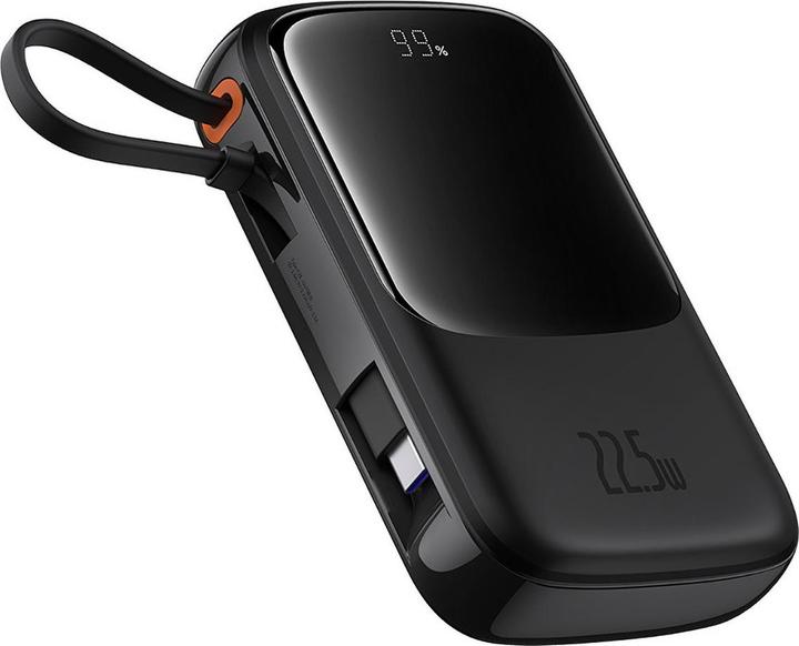 Immagine prodotto Baseus Powerbank Qpow Pro+ 10000mAh 22,5W con cavo USB-C integrato e display - nero (10000 mAh, 22.50 W, 37 Wh)