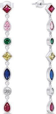 Brilio Silver - Beautiful silver earrings with colored zircons EA801W