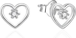Agato - Silver heart earrings with zircon AGT-E100PW