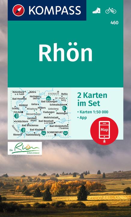 Produktbild KOMPASS Wanderkarten-Set 460 Rhön (2 Karten) 1:50.000