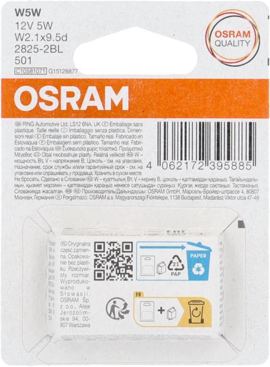 Image du produit Osram 4062172395885 Signal Leuchtmittel Standard W5W 5 W 12 V (W5W)