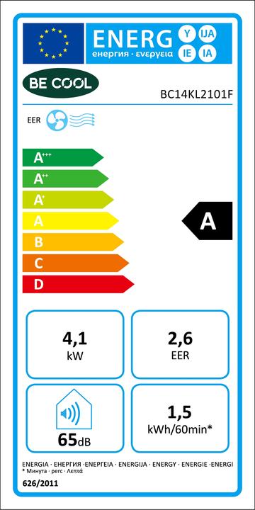 Energy Label Be Cool BC14KL2101F Air conditioner (14 BTU/h)