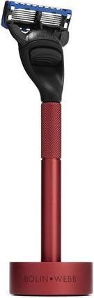 Actual product image Bolin Webb Generation Razor and Stand in Red with Gillette Fusion5 Blade Luxury Razor for Men