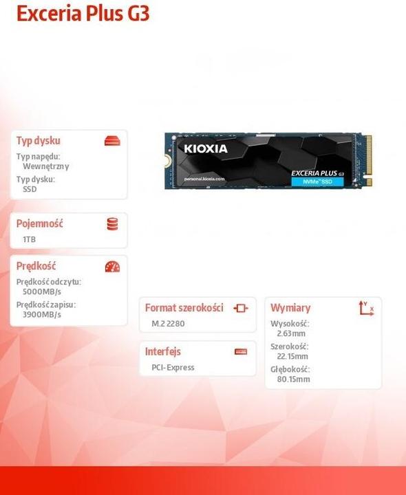 Actual product image Kioxia Exceria Plus G3 (1000 GB, M.2 2280)