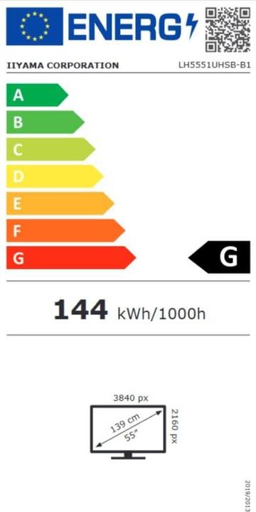Etichetta energetica iiyama T6562AS-B1 65IN 165,10CM UHD IP (3840 x 2160 pixel, 64.50")