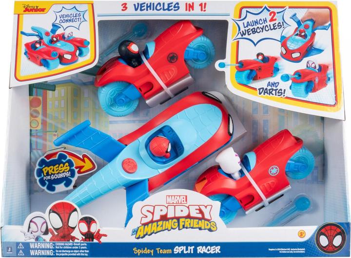 Produktbild Spiderman Spidey 3-in-1 Fahrzeug Jet + 2 Motorräder