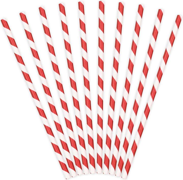 Actual product image Partydeco Red and white striped paper straw (10 x)