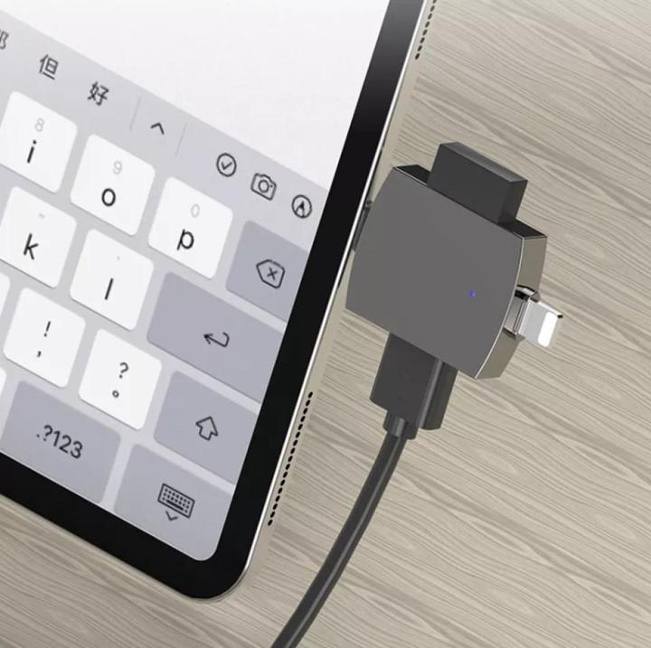 Actual product image PowerGuard 2-in-1 OTG USB-C Lightning to Dual USB 3.0 Adapter (USB Type C, Lightning)