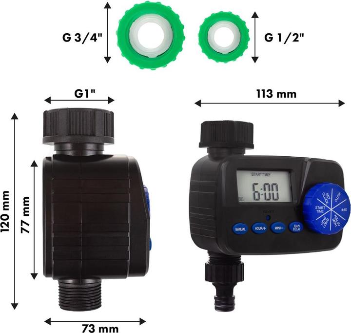 Produktbild Greenblue elektronische Bewässerungssteuerung Programmiergerät Stromversorgung 2x1 5V AA GB390 (Bewässerungscomputer)