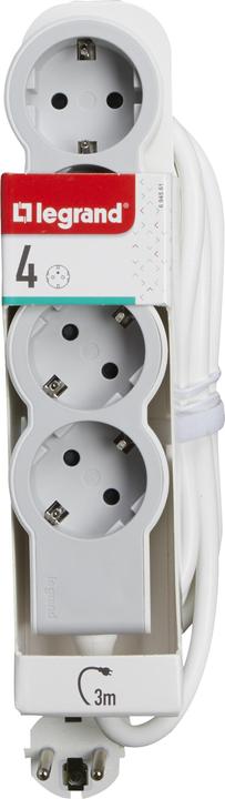 Actual product image Legrand Flat socket strip 4x socket, 3 metre cable white-grey 694561 (4 x, CEE 32/3, 3 m)