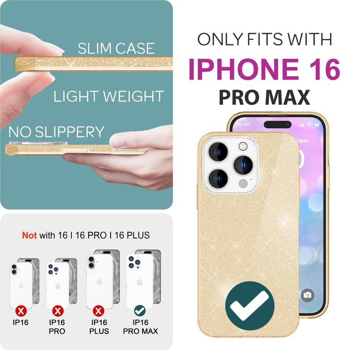 Immagine prodotto Nalia Copertina ibrida glitterata (Apple iPhone 16 Pro Max)