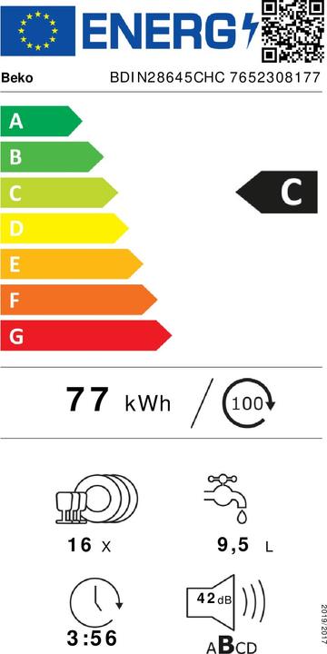 Label énergétique Beko BDIN28645CHC