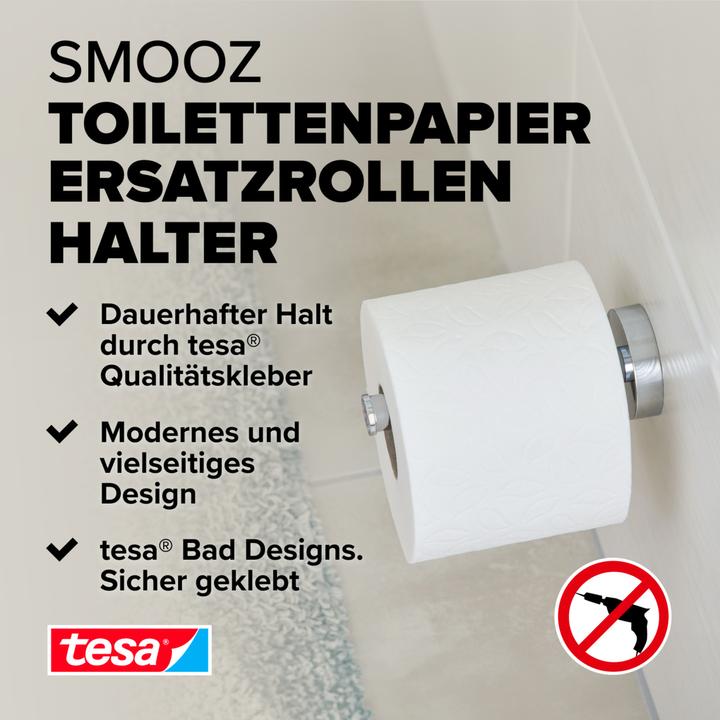 Produktbild tesa SMOOZ WC Ersatzrollenhalter inkl. Klebelösung ohne Bohren