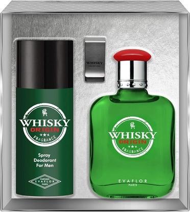 Actual product image Evaflor Whisky Origin Eau De Toilette Spray 100ml And Clip Deodorant Spray 150ml Set (Spray, 150 ml)