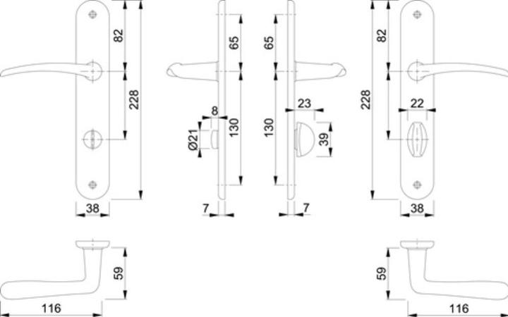 Produktbild Hoppe Langschildgarnitur Istanbul M171/332P Messing F71 SK/OL 78 mm DIN rechts (Türgriff)