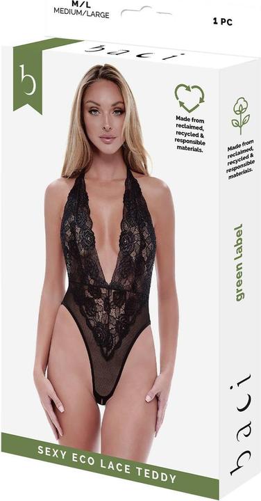 Produktbild Baci XGEN Sexy Eco Lace Teddy - Seductive Black Lace Teddy Lingerie - Size S/M (UK Size 8-10) (S, M)