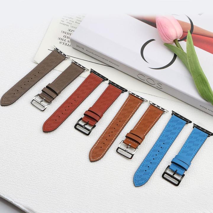 Produktbild Hurtel Armband Leder Lederarmband Apple Watch SE, 9, 8, 7, 6, 5, 4, 3, 2, 1 (41, 40, 38 mm) Bandarmband bra (Naturleder)