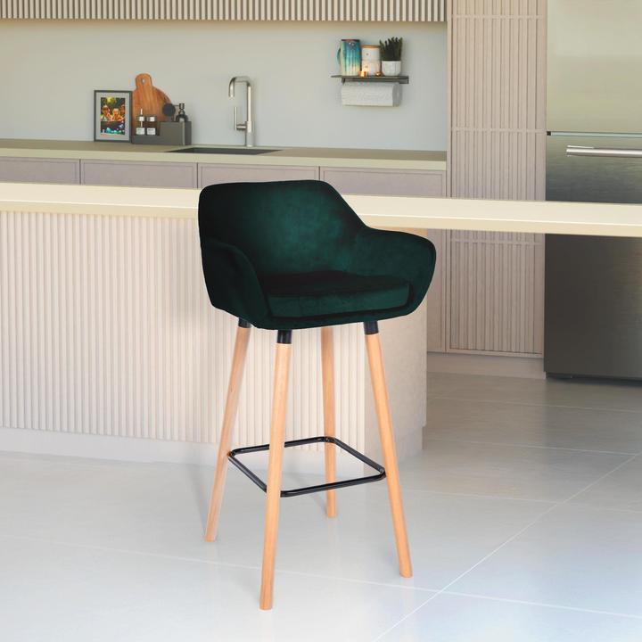 Image du produit CLP Tabouret de bar Grant velours, vert