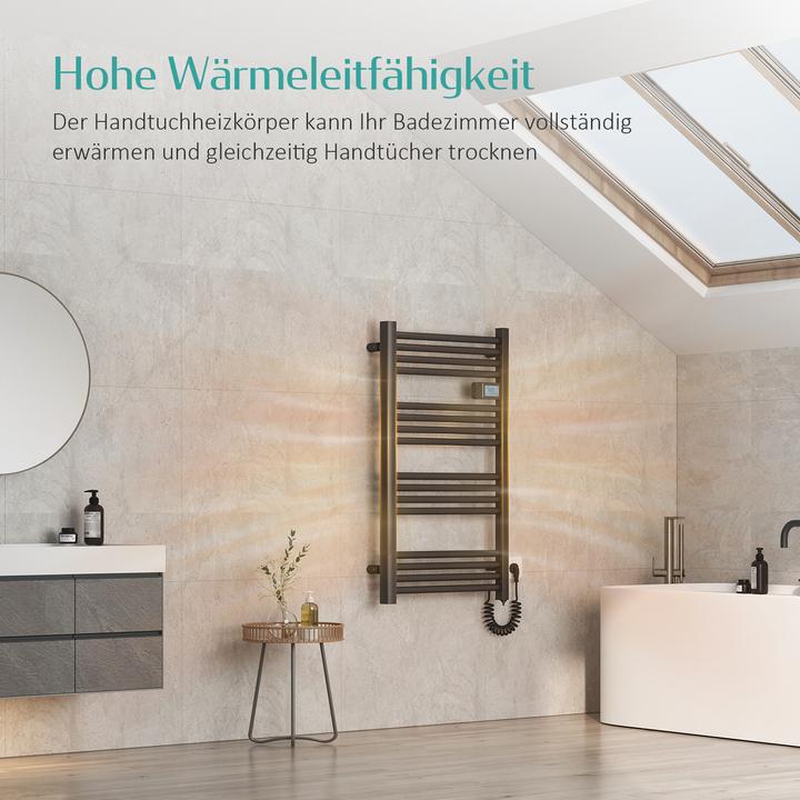 Actual product image Emke Bathroom Radiator Towel Rail Adjustable Temperature Control 96x54cm Black 500W (500 W)