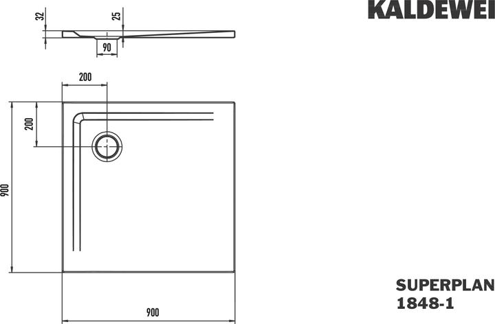 Actual product image Kaldewei SUPERPLAN 1848-1, Shower Trays, 90x90cm