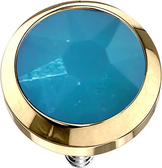 Star Piercing Dermal Anchor vergoldet mit Opal blau (ohne Messing, Chirurgenstahl 316L)