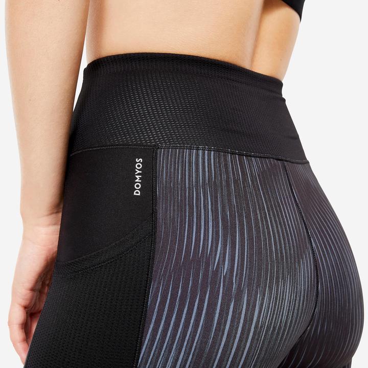 Produktbild Domyos Leggings Damen mit Smartphonetasche - FTI 120 grau/schwarz bedruckt (W30/L31)