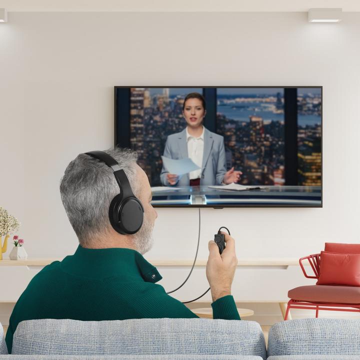 Produktbild Hama Fernseh-Kopfhörer, Over-Ear, langes Kabel (6m), getr. Lautstärkeregelung, S (ANC, Kabelgebunden)