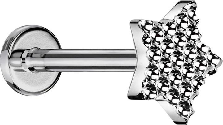 Immagine prodotto Star Piercing Micro Labret filo interno argento stella taglio diamante punteggiata argento (Titanio G23, senza ottone)
