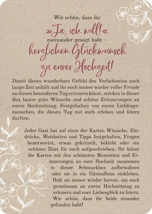 Produktbild 50 Gästebuchkarten zur Hochzeit (50 Stk.)