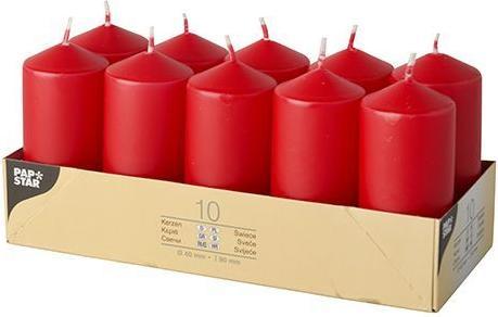 Papstar Stumpenkerzen, 40 mm, rot, 10er Pack Durchmesser: 40 mm, Höhe: 90 mm, Brenndauer: ca. 9 Stunden (10 Stk.)