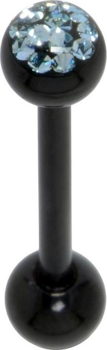 Image du produit Bijouteria Piercing langue (Revêtement PVD (noir), Acier chirurgical 316L, Résine époxy, Cristallin)