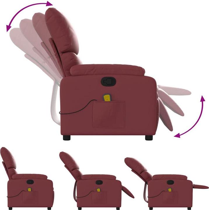 Produktbild VidaXL Massagesessel Weinrot Kunstleder,Farbe: Weinrot,Material
