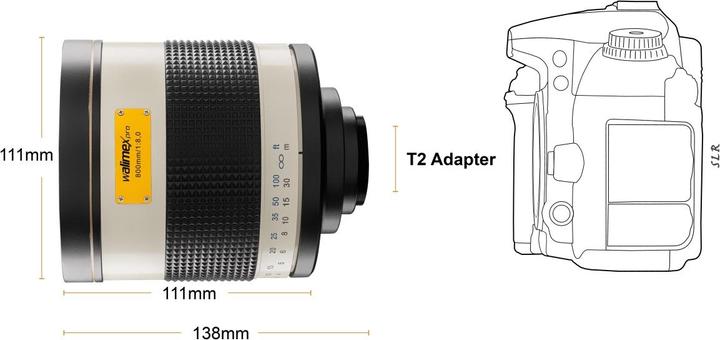 Produktbild Walimex 800mm f/8.0 DSLR Spiegel, Canon EF (Canon EF, Vollformat, APS-C / DX)