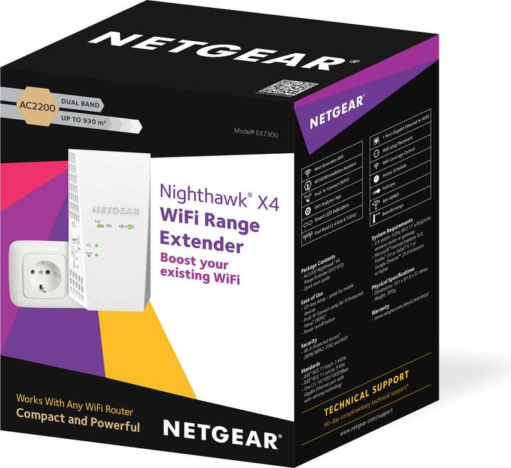Actual product image Netgear EX7300 Nighthawk X4 (1733 Mbit/s, 450 Mbit/s)
